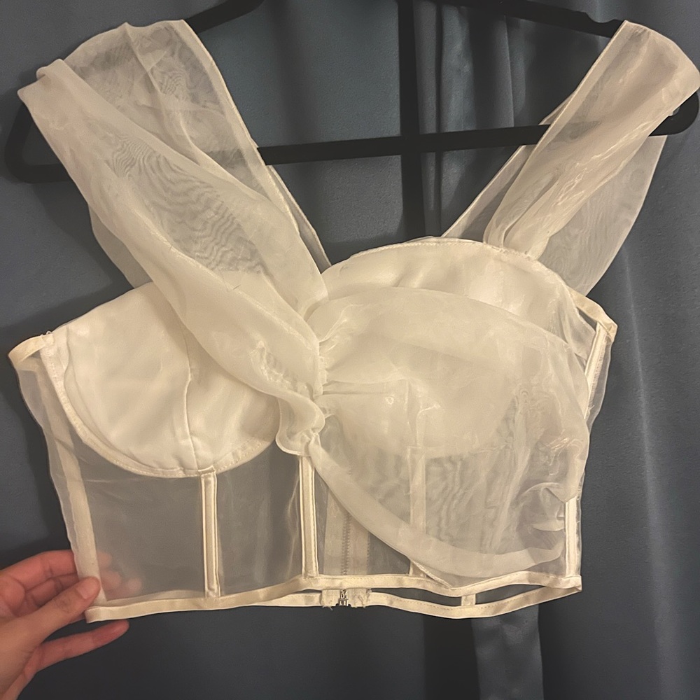White Cross strap blouse